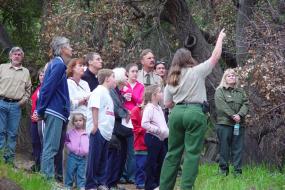 Ranger guiding a group of hikers
