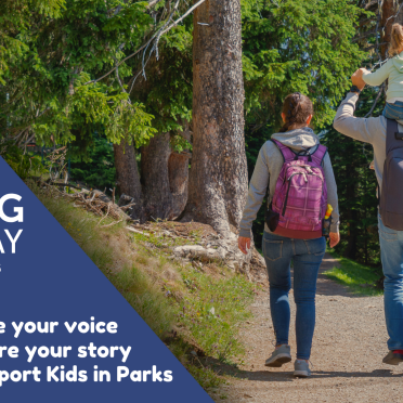 Giving Tuesday Cover photo of a family of three on a hike