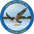 Morgan Lake collectible sticker featuring a bird with a fish