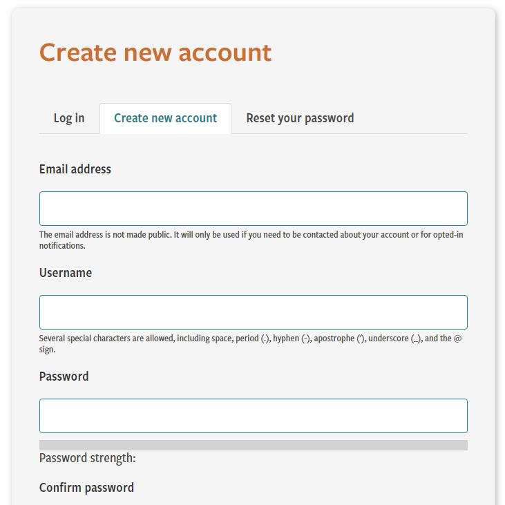 Create a new account