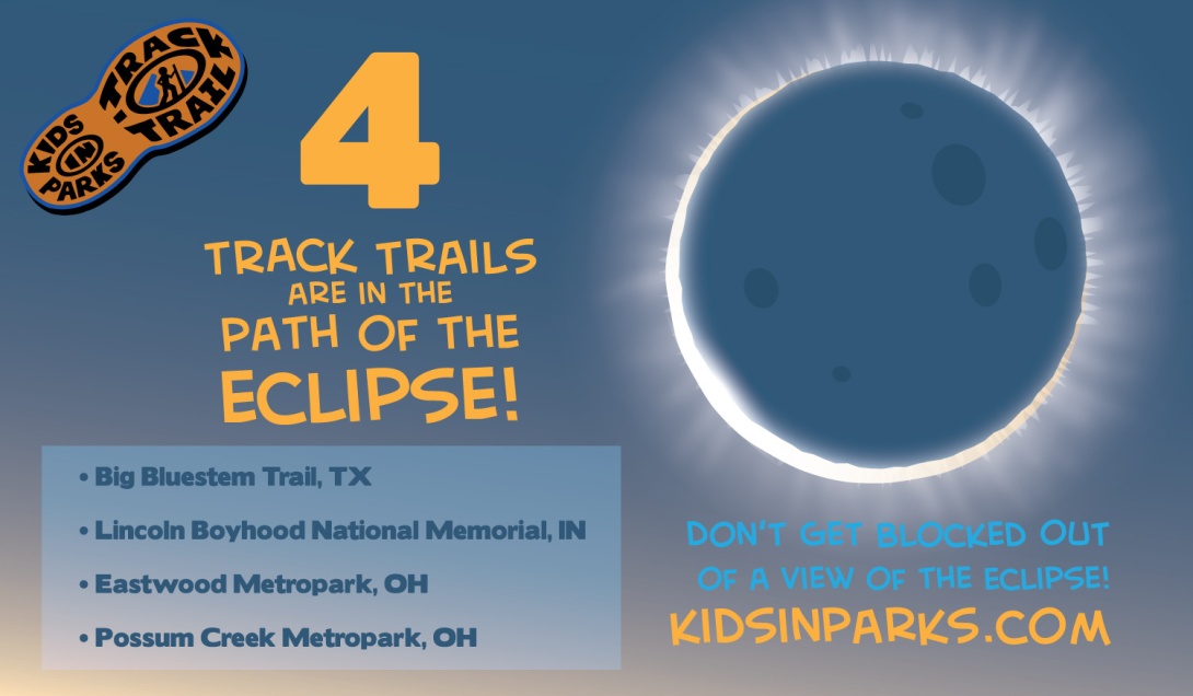 A list of the four track trails in the path of totality for the 2024 solar eclipse