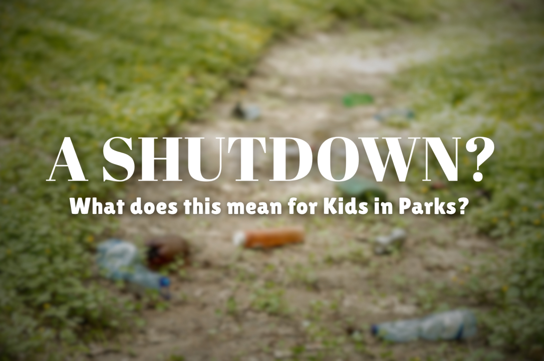 The photo is of trash along the trail with the text "A shutdown?" overlaid on top