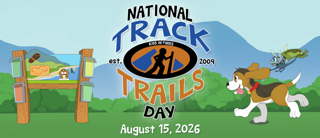 NTTD banner featuring a trail sign and the KIP mascots